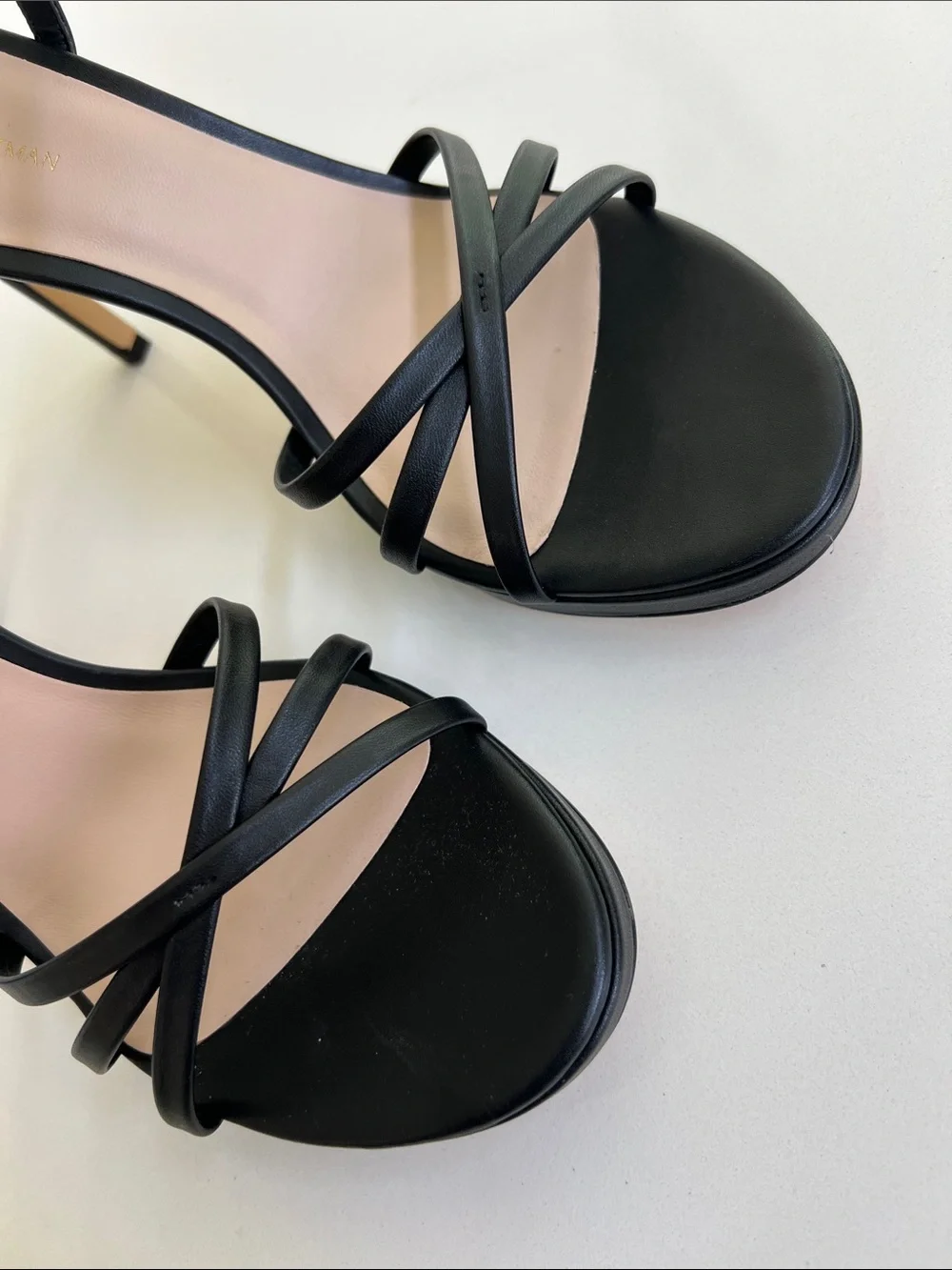 Stuart Weitzman starla 80 platform open toe sandals black leather heels 10